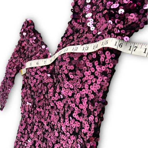 Nwt Scala Plum Pink Sequins Mesh Stretchy Bodycon Dress Size 4 - Picture 7 of 17